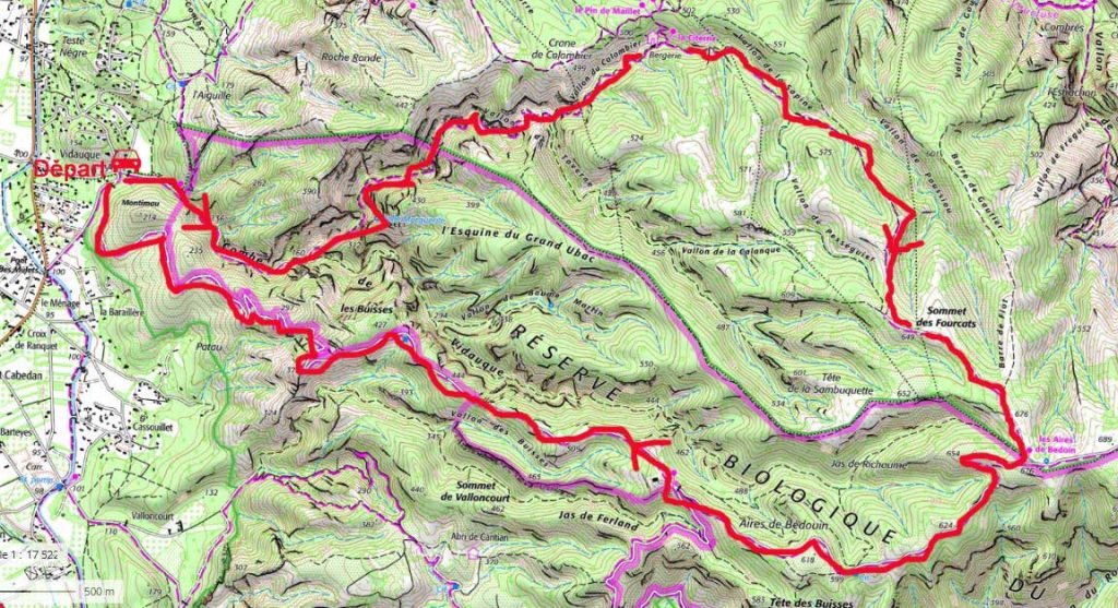 Trace ign circuit vallon du colombier , vallon de la Sapine, sommet des Fourcats et ancienne route des crêtes.